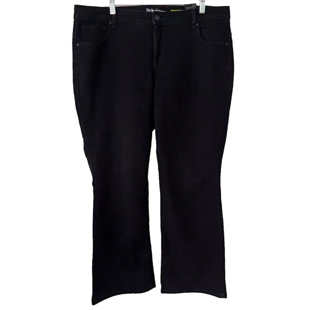 STYLE & CO 14W Black Cotton Blend Denim Tummy Control Bootcut Jeans 28" inseam